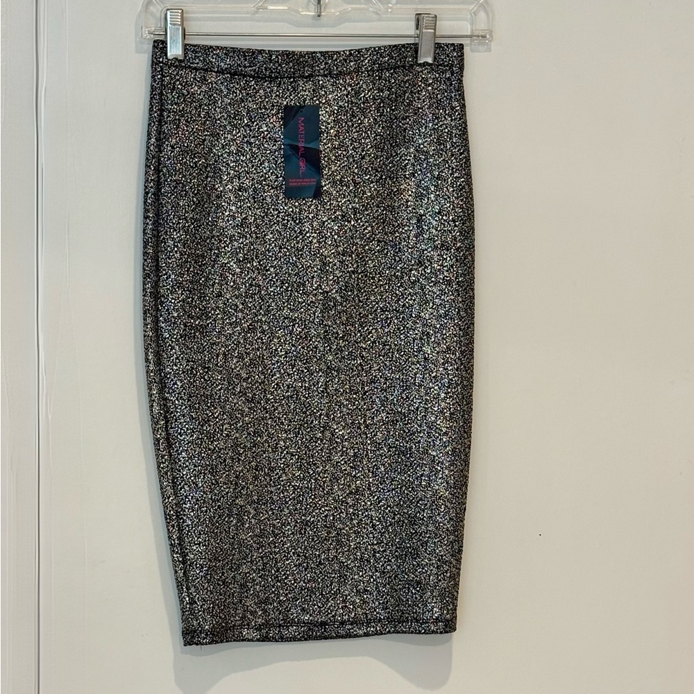 NWT Nordstrom Black and Silver  Metallic Women's Pencil Skirt
